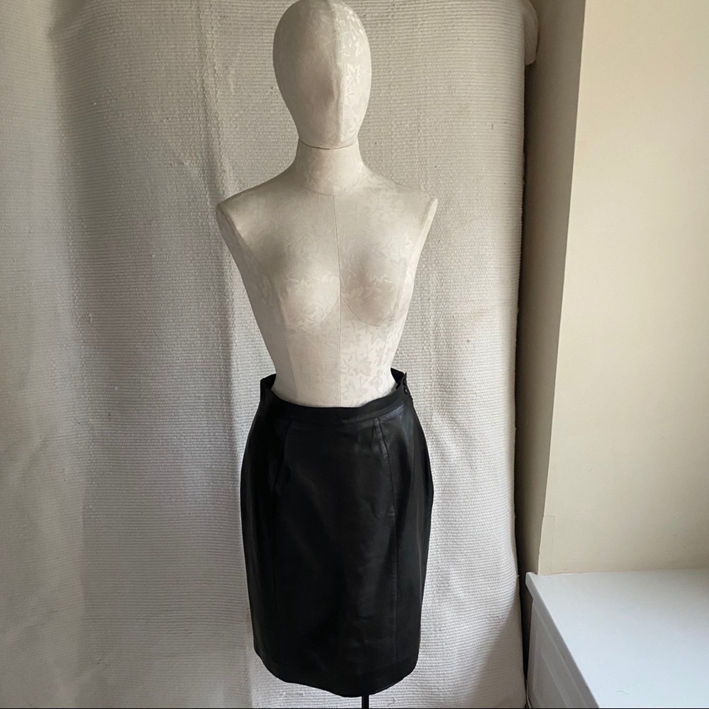Thierry Mugler 8 Vintage 90s Leather Pencil Skirt - Picture 7 of 16